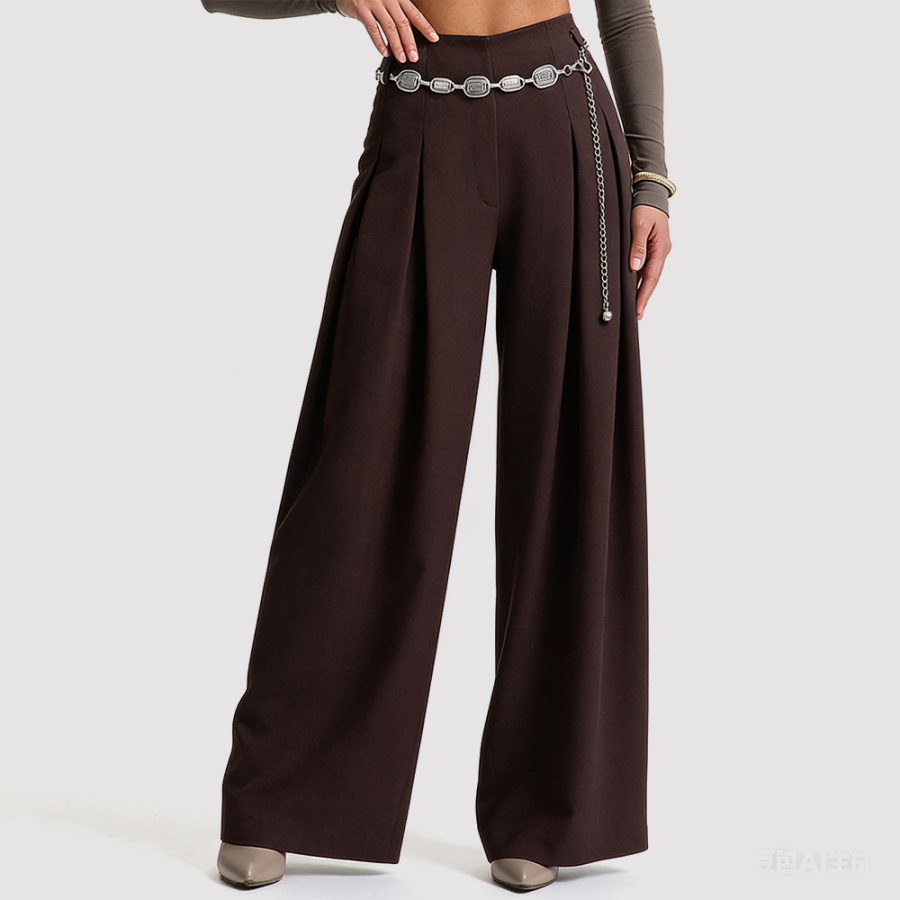 High-Waisted Slim-Fit Casual Trousers