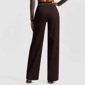 High-Waisted Slim-Fit Casual Trousers