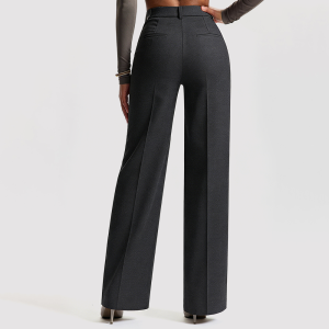 High-Waisted Loose-Fit Trousers with Gold Buttons