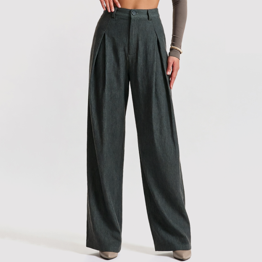 Retro Pleated High-Waisted Casual Trousers