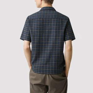 Men's Retro Plaid Short-Sleeve Shirt with Pocket