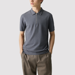 Men's Half-Zip Pure Cotton T-Shirt
