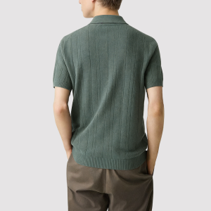 Men's Slim-Fit Short-Sleeve Shirt with Jacquard Texture
