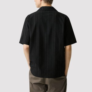 Wide-Collar Jacquard Double-Breasted Shirt