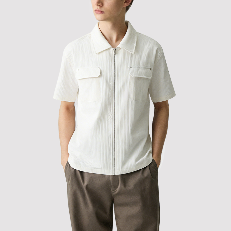 Trendy Pleated-Collar Shirt