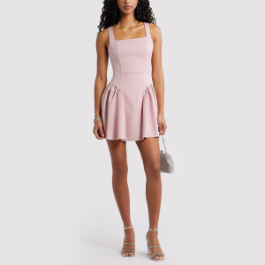 Solid-Color Back-Tie Spaghetti Strap Dress