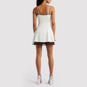 Mini Dress with Front Bow and Lace Trim
