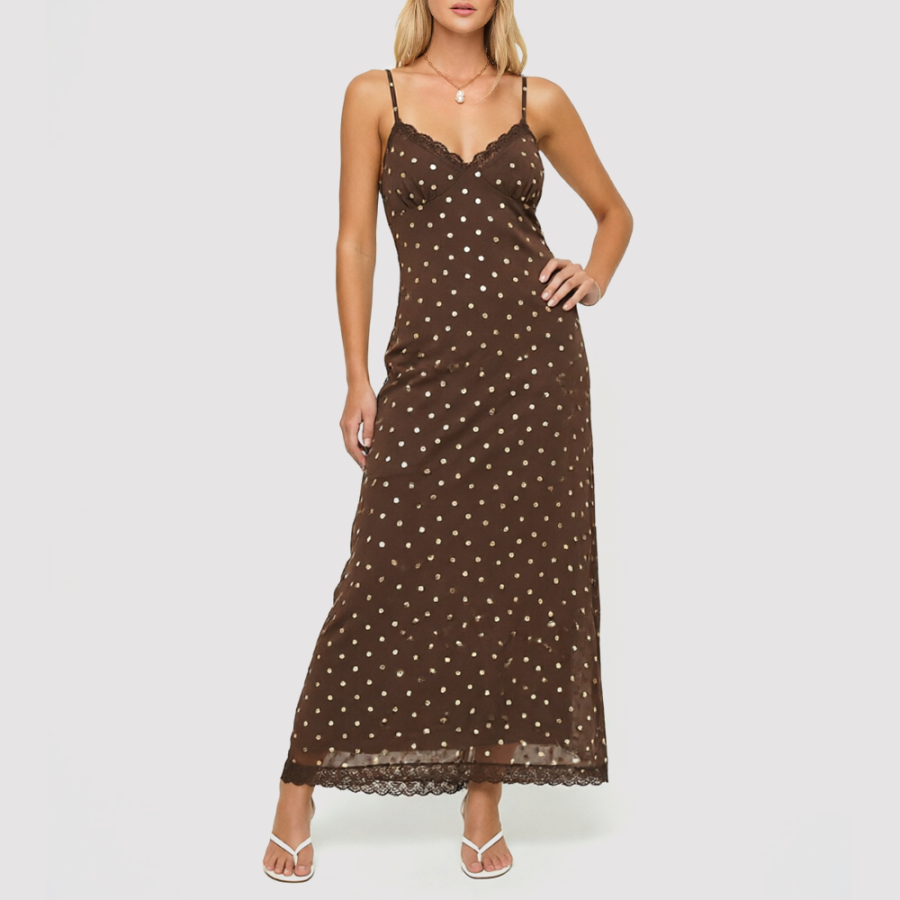 Polka-Dot Spaghetti-Strap Dress