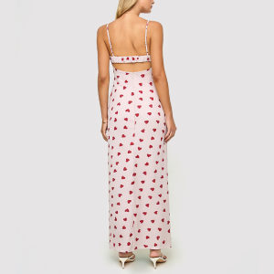 Heart-Print Spaghetti-Strap Dress