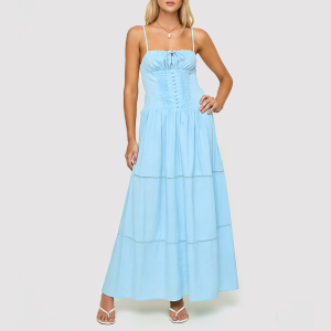 Solid-Color Button-Front Casual Dress