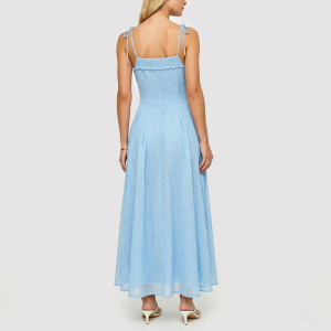 Blue Embroidered Pure Cotton Dress