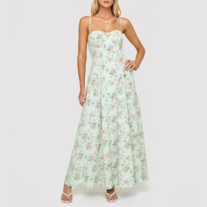 Long Green Floral Dress