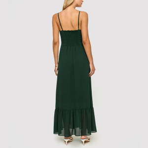 Spaghetti-Strap Dress with Shirred Back and Zipper