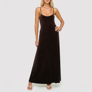 Black Minimalist Long Dress with Thin Straps