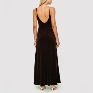 Black Minimalist Long Dress with Thin Straps