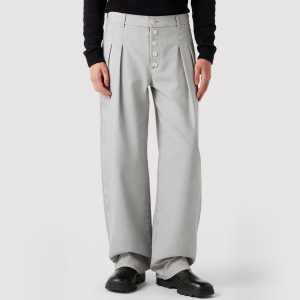 A-Line Pleated Trousers with Five Buttons