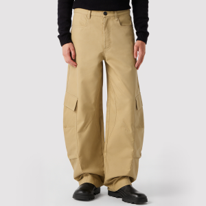 Mid-Rise Worsted Multi-Pocket Curved-Leg Trousers