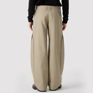 Washed Mid-Rise Straight-Leg Trousers with Zipper