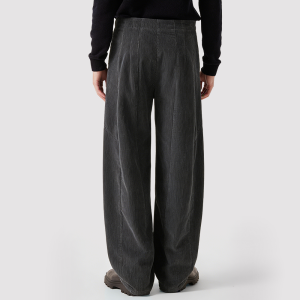 Loose-Fit Casual Corduroy Pleated Trousers