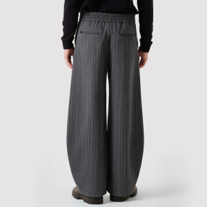 Striped Pleated High-Waisted Casual Trousers