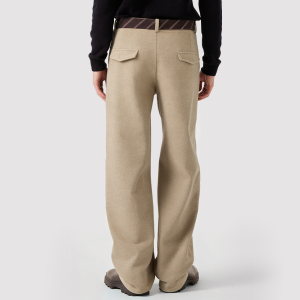 Men's Straight-Leg Trousers with Center Zipper and Pleats
