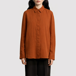 Fresh Linen-Textured Long-Sleeve Shirt