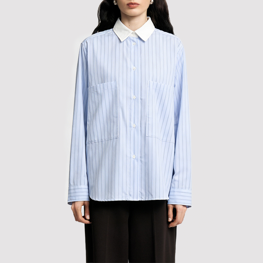 Retro Preppy-Style Long-Sleeve Shirt